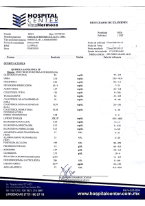 Resultados de exámenes química sanguínea de 30 elementos