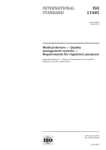 ISO 13485-2016 Medical devices — Quality management systems — Requirements for regulatory purposes
