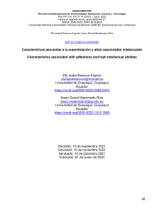 Características asociadas a la superdotación y altas capacidades intelectuales