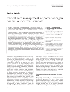 Critical care management of potential donors Clin Transplant 2009