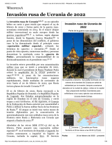 Invasi&oacute;n Rusa de Ucrania 2022: Art&iacute;culo de Wikipedia