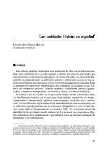 Tema 1 - La importancia del léxico en la enseñanza y aprendizaje de LS LE - Lectura obligatoria -Las unidades léxicas en español