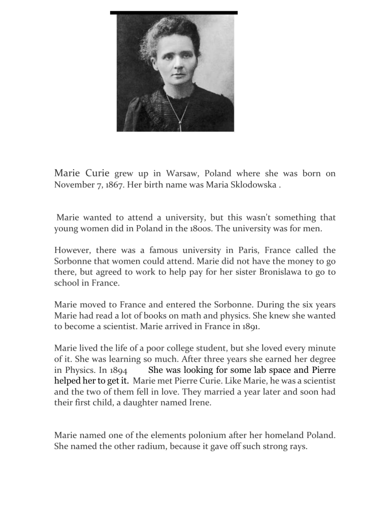 Marie Curie Biography