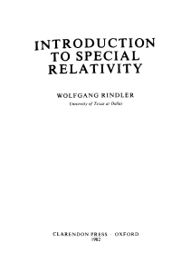 Introduction to special relativity Rindl