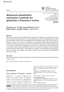 Advanced Quantitative Estimation Methods for Spasticity - Literature Review 