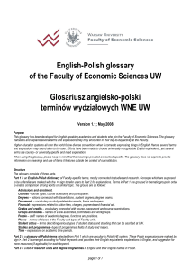English-Polish glossary of the Faculty of Economic Sciences UW