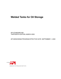 API 650 2020 13th Edition Welded tanks for oil storage