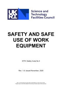 Safety and Safe use of Work Equipment