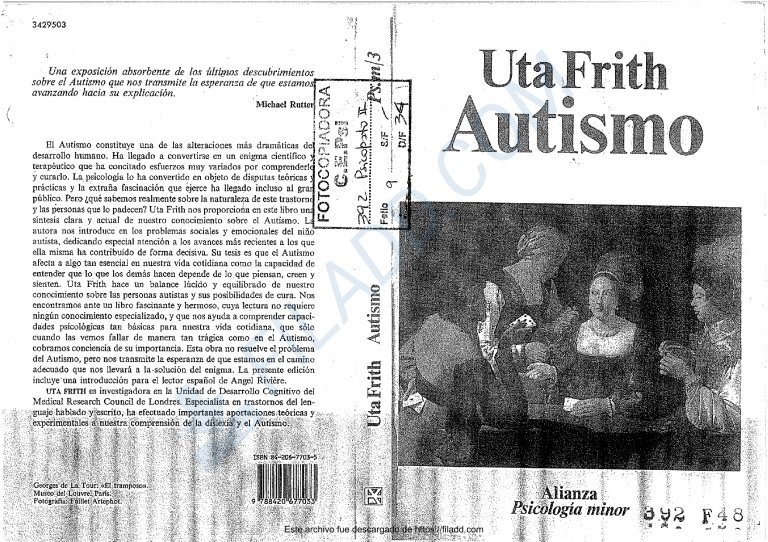 UTA FRITH (1991). Autismo. Capítulos 6 al 11