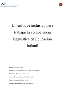 Trabajo de Fin de Grado. Un enfoque inclusivo para trabajar la competencia lingüística en Educación Infantil 