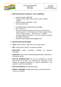 FICHA DE SEGURIDAD HAND GEL NTC IDENTIFICACION DEL PRODUCTO Y DE LA EMPRESA.