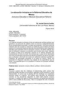 Educaci&oacute;n Inclusiva en la Reforma Educativa de M&eacute;xico