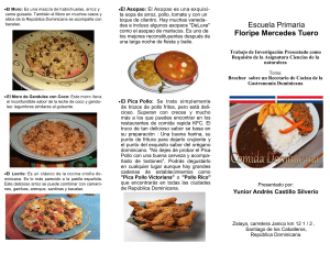 Brochur sobre un Recetario de Cocina de la Gastronomía Dominicana