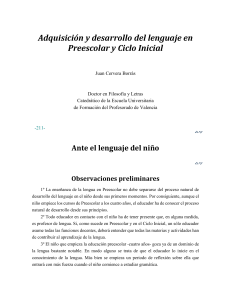 Adquisición y desarrollo del lenguaje en Preescolar y Ciclo Inicial