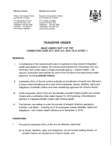 Transfer Order eHealth Ontario EN