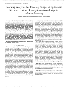 Learning Analytics for Learning Design A Systematic Literature Review of Analytics-Driven Design to Enhance Learning