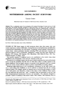 Motherhood Among Incest Survivors: Parenting Skills & Challenges