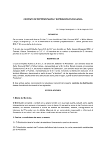Ejemplo Contrato de Representación y Distribución Mercantíl