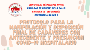 Protocolo para la manipulación y disposición final de cadáveres con antecedente y presunción COVID-19 Hospitalario  Grupo 3