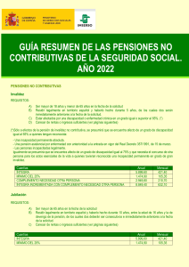 GUÍA RESUMEN DE LAS PENSIONES NO CONTRIBUTIVAS DE LA SEGURIDAD SOCIAL ESPAÑOLA, AÑO 2022