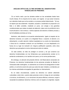 ANÁLISIS CRÍTICO DEL ÚLTIMO INFORME DEL OBSERVATORIO VENEZOLANO DE PRISIONES