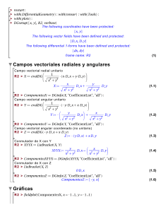 Campos vectoriales y conmutadores en R^2 - Hoja de Maple