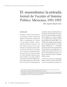 El marentismo: la entrada  formal de Yucatán al Sistema  Político Mexicano, 1951-1953