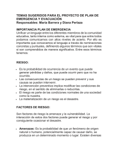 Temas para Proyecto de Plan de Emergencia y Evacuaci&oacute;n
