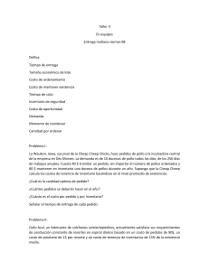 Taller II: Problemas de Gesti&oacute;n de Inventarios
