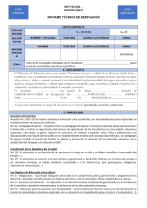 INFORME DE DERIVACI&Oacute;N