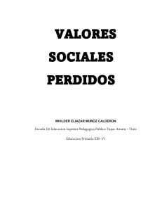 VALORES SOCIALES PERDIDOS ( ENSAYO)