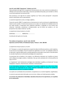 Experiencia: Teor&iacute;a feminista y construcci&oacute;n de la subjetividad