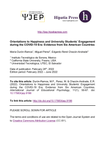 Orientations to happiness and university student engagement