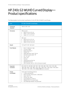 HP Z40c G3 WUHD Curved Display Product Specifications