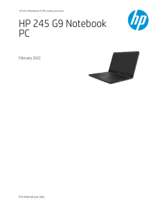 HP 245 G9 Notebook PC - Support and Service Considerations