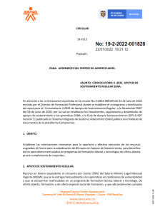 Circular Convocatoria II-2022. Apoyo de Sostenimiento Regular Agropecuario-ok