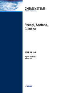 Phenol, Acetone, Cumene Production: Technology & Economics