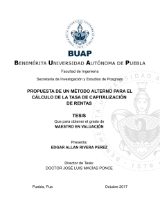 MÉTODO ALTERNO PARA EL CÁLCULO DE LA TASA DE CAPITALIZACIÓN DE RENTAS