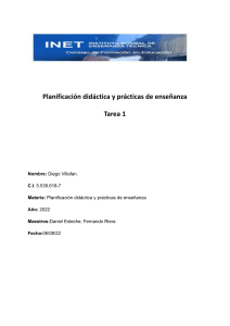 Tarea 1-Planificación didáctica y prácticas de enseñanza -Diego Villafan-2do Mt mec. automotriz-INET