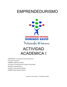 CRITERIO 1  1  GUIA PARA ACTIVIDAD ACADÉMICA I EMPRENDEDURISMO EL ESPÍRITU EMPRENDEDOR  10 PUNTOS 10 DE MAYO 2022