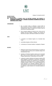 Decreto 043-2021 RN Calendario Académico UST 2022 pre y post grado