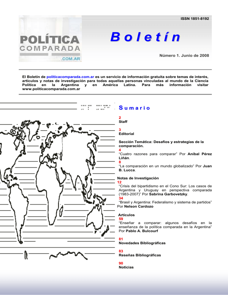 Boletin De Politica Comparada No 1