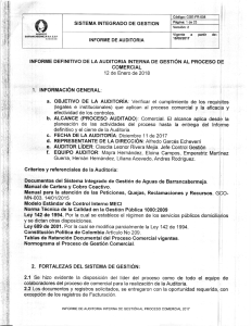 Ejemplo de Informe de Auditoria Proceso Comercial 2017