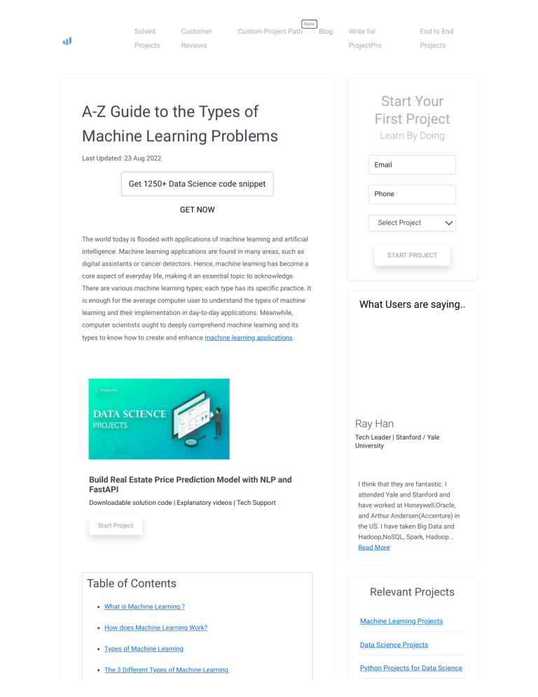 A-Z Guide to the Types of Machine Learning Problems