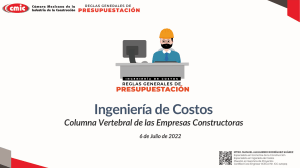INGENIERIA DE COSTOS COLUMNA VERTEBRAL DE EMPRESAS CONSTRUCTORAS