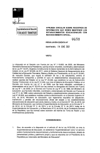 REX Nº 0030 del 14.01.2021 APRUEBA CIRCULAR SOBRE REGISTRO DE INFORMACIÓN QUE DEBEN MANTENER LOS ESTABLECIMIENTOS EDUCACIONALES CON RECONOCIMIENTO OFICIAL (1)