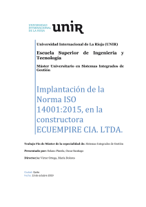Implantacion de la Norma ISO 14001 2015