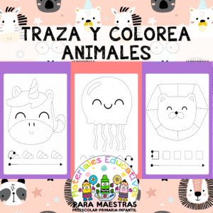Traza y Colorea Animales por Materiales Educativos Maestras