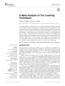 10 learning techniques meta-analysis