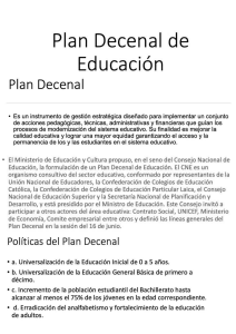 PLAN DECENAL DE LA EDUCACION
